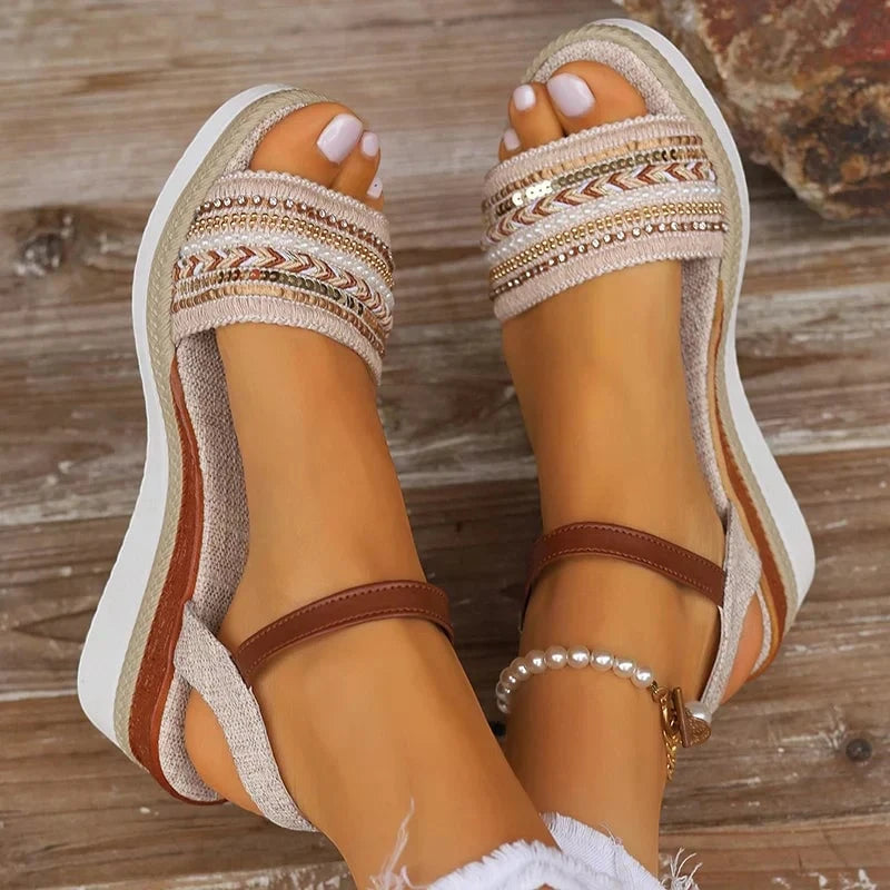 Women's Open Toe Comfortable Sandals with Slip Resistant Sole and Cushioned Insole