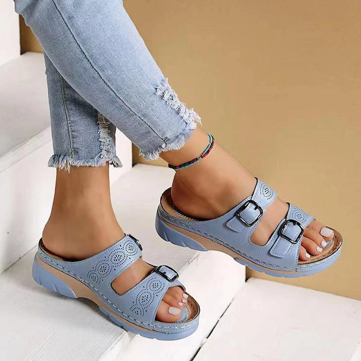 Women's Open Toe Comfortable Sandals with Velcro Strap and Arch Support
