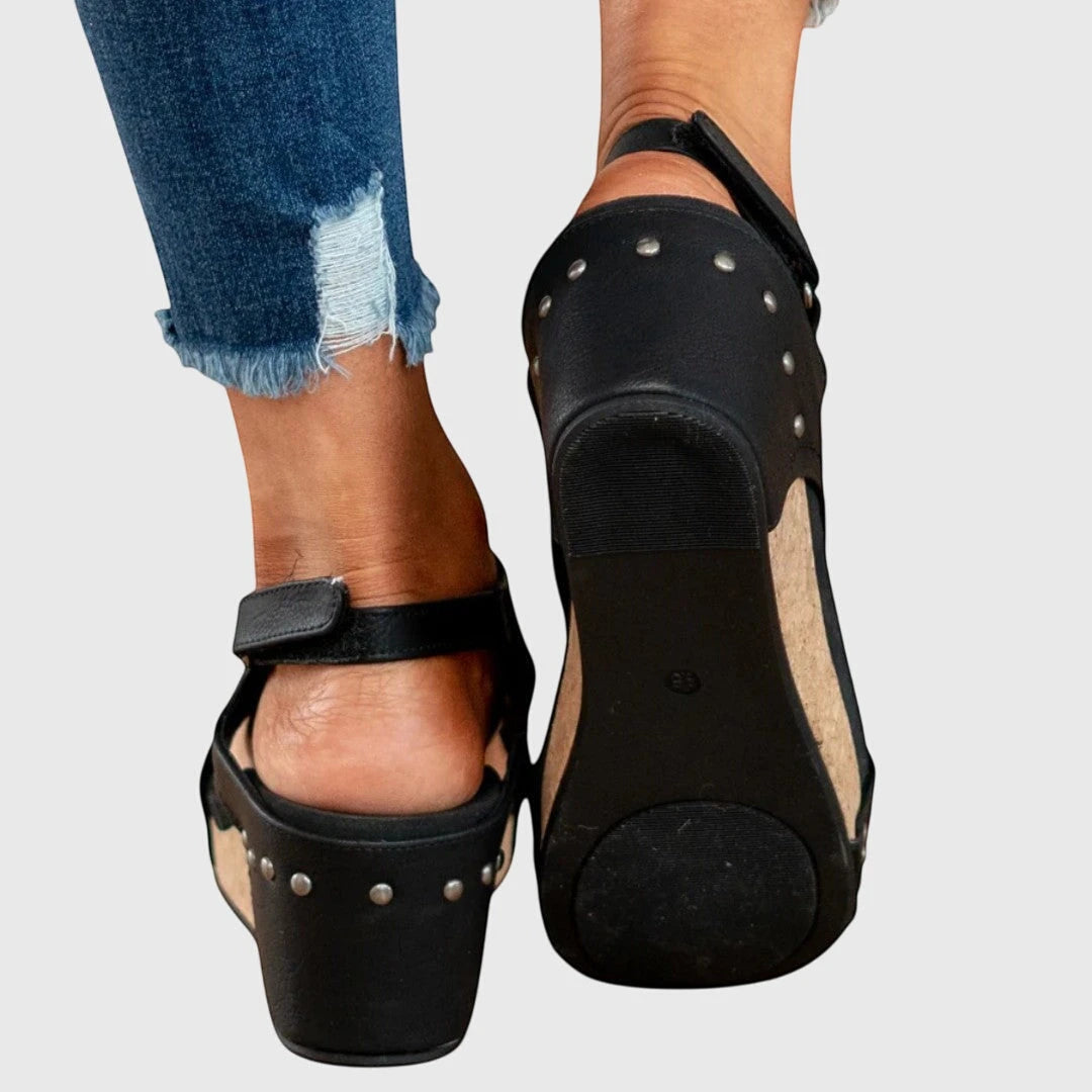 Women's Open Toe Comfortable Sandals with Velcro Strap and Cushioned Insole