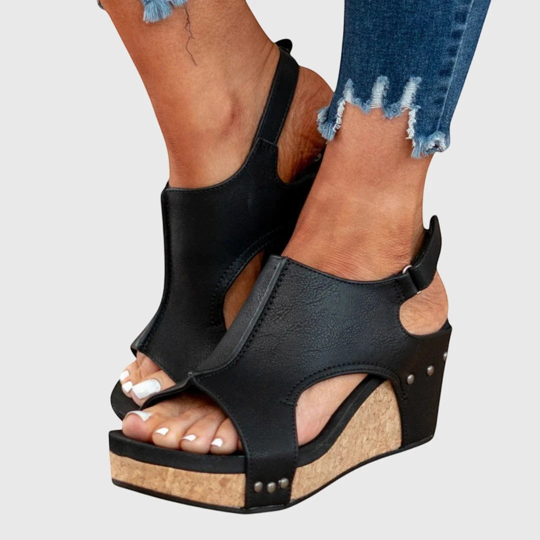 Women's Open Toe Comfortable Sandals with Velcro Strap and Cushioned Insole