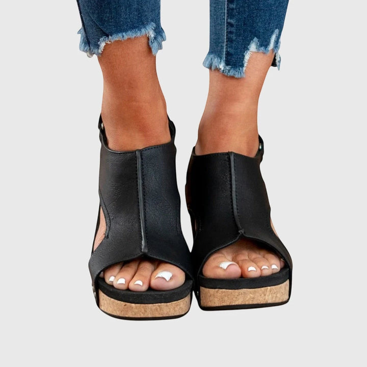 Women's Open Toe Comfortable Sandals with Velcro Strap and Cushioned Insole