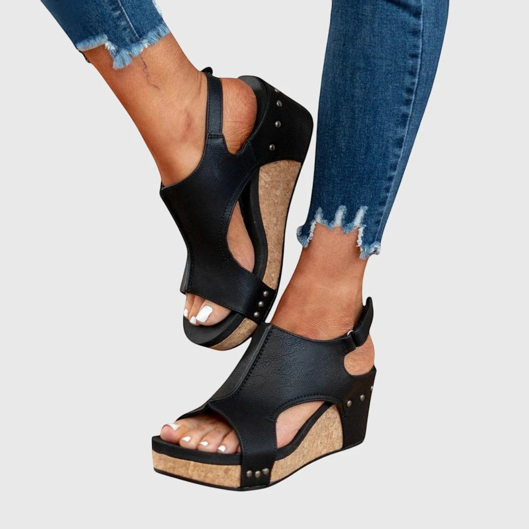 Women's Open Toe Comfortable Sandals with Velcro Strap and Cushioned Insole