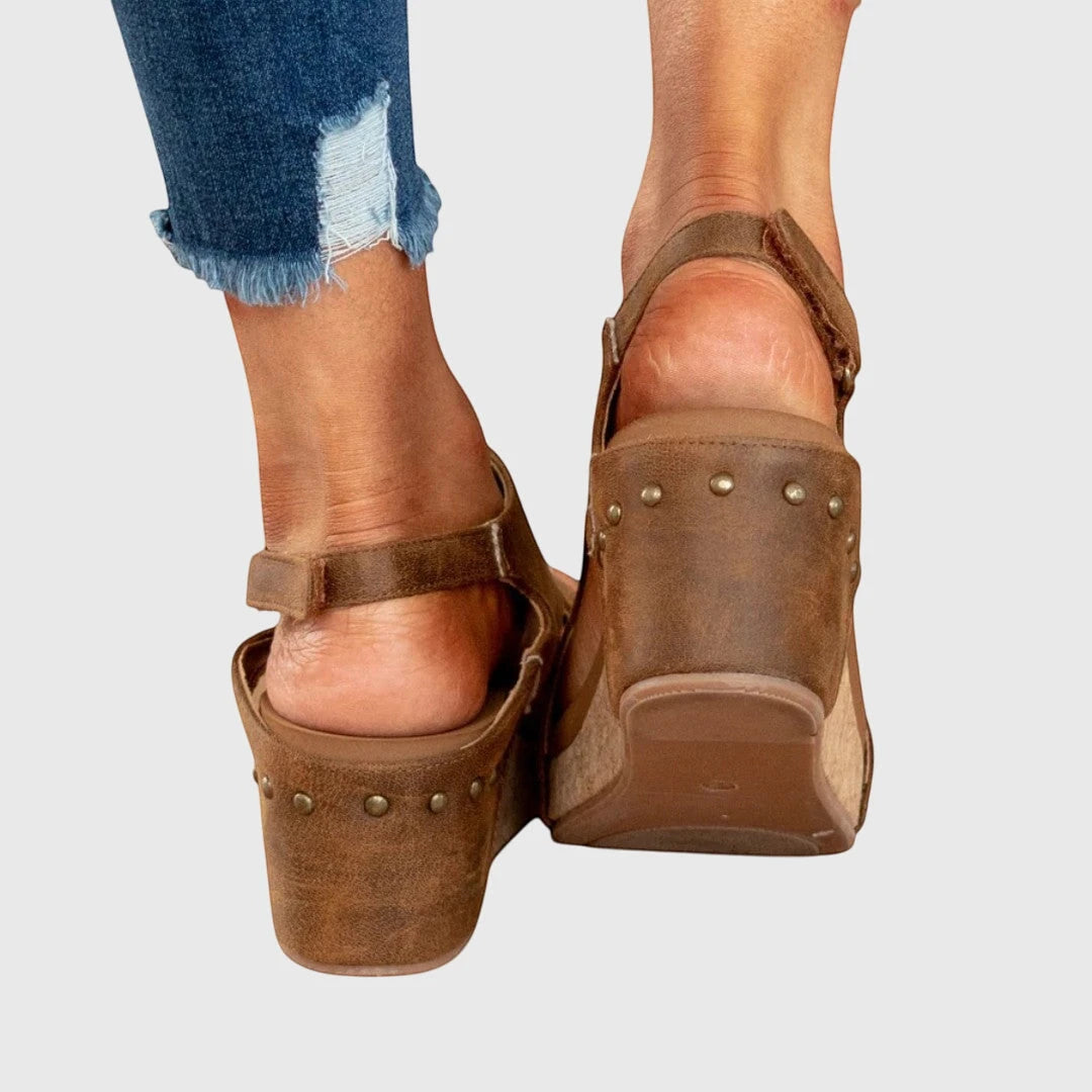 Women's Open Toe Comfortable Sandals with Velcro Strap and Cushioned Insole
