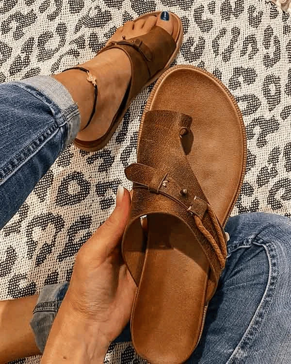 Women's Open Toe Slip On Sandals with Slip Resistant Sole and Arch Support