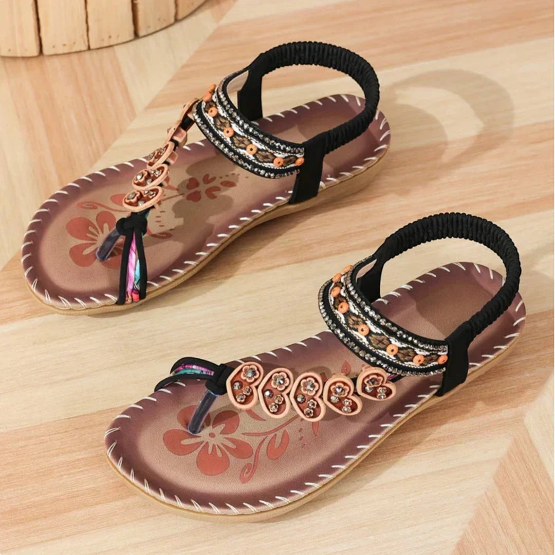 Women's Open Toe Slip On Sandals with Slip Resistant Sole and Cushioned Insole