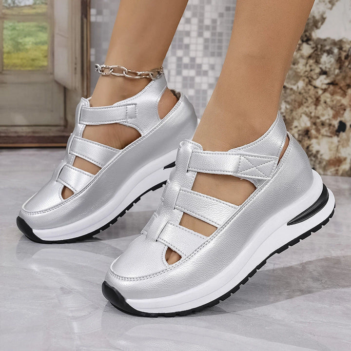 Women's Platform Comfortable Sandals with Velcro Strap and Slip Resistant Sole