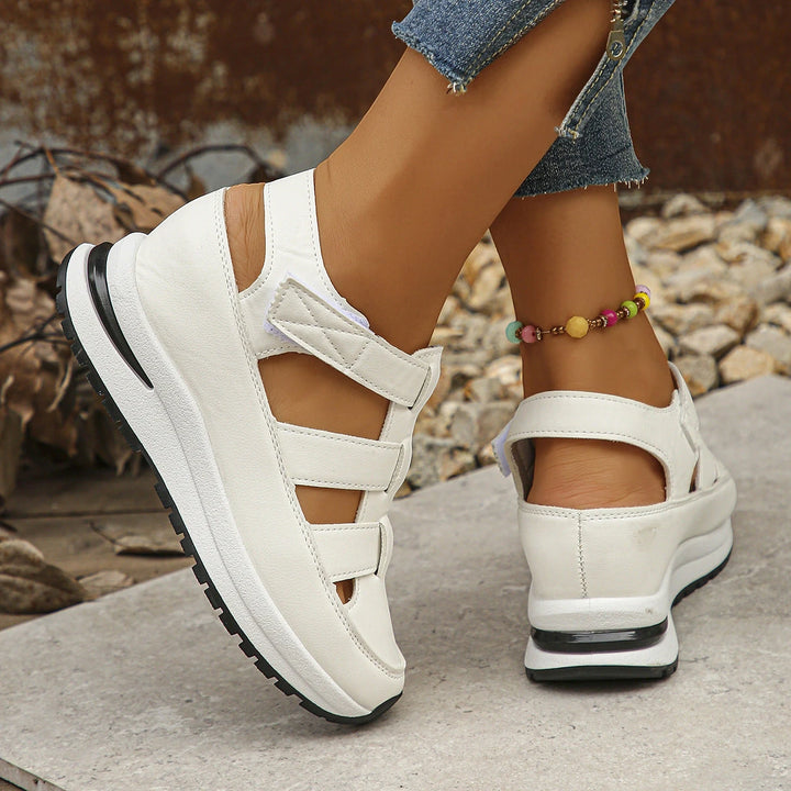 Women's Platform Comfortable Sandals with Velcro Strap and Slip Resistant Sole