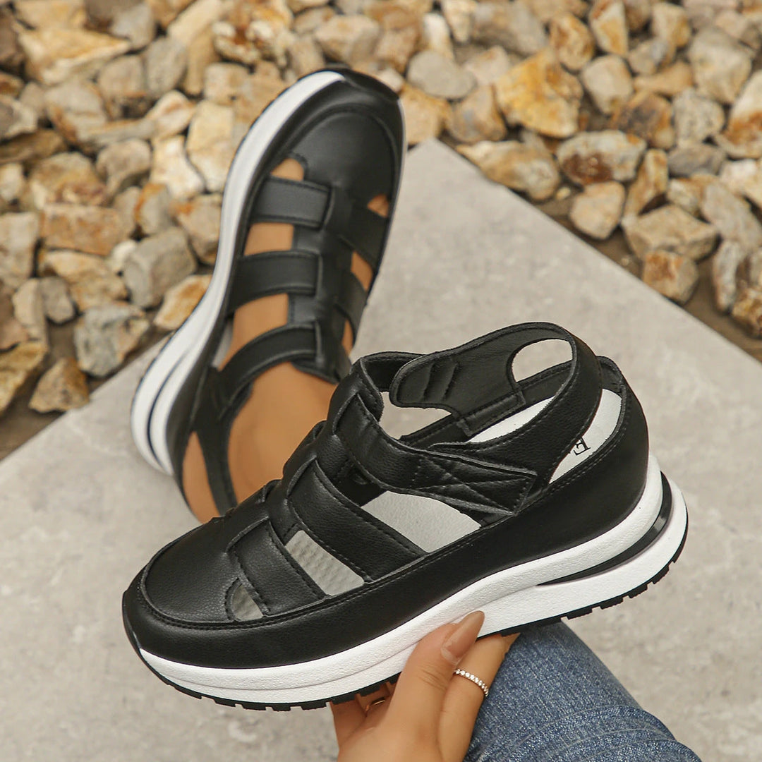 Women's Platform Comfortable Sandals with Velcro Strap and Slip Resistant Sole
