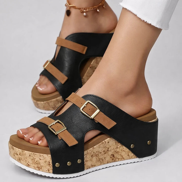Women's Platform Slip On Sandals with Non Slip Sole and Cushioned Insole
