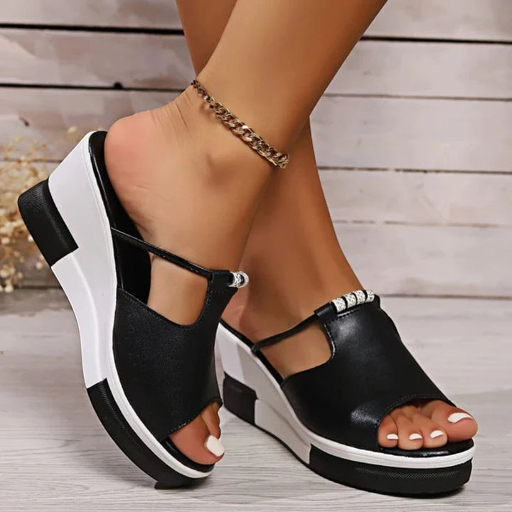 Women's Platform Slip On Sandals with Slip Resistant Sole and Arch Support