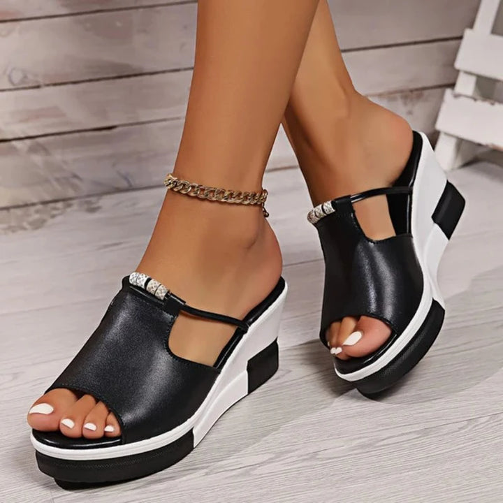 Women's Platform Slip On Sandals with Slip Resistant Sole and Arch Support
