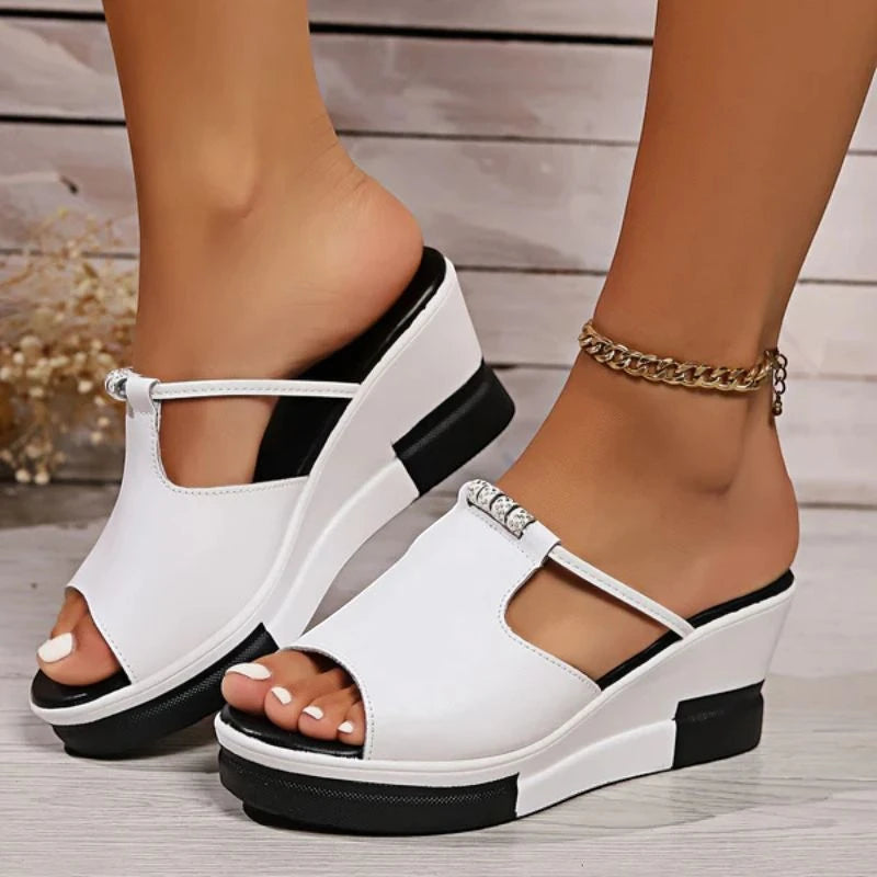 Women's Platform Slip On Sandals with Slip Resistant Sole and Arch Support