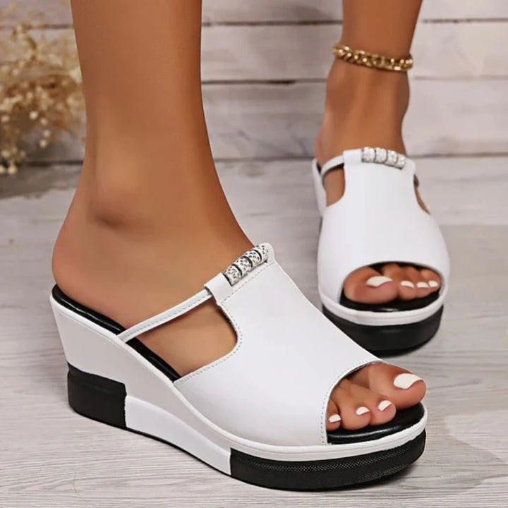 Women's Platform Slip On Sandals with Slip Resistant Sole and Arch Support