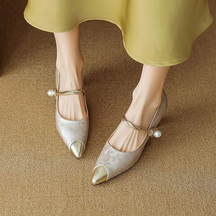 Women's Pointed Toe Slingback Mary Jane Shoes with Slip Resistant Sole and Cushioned Insole