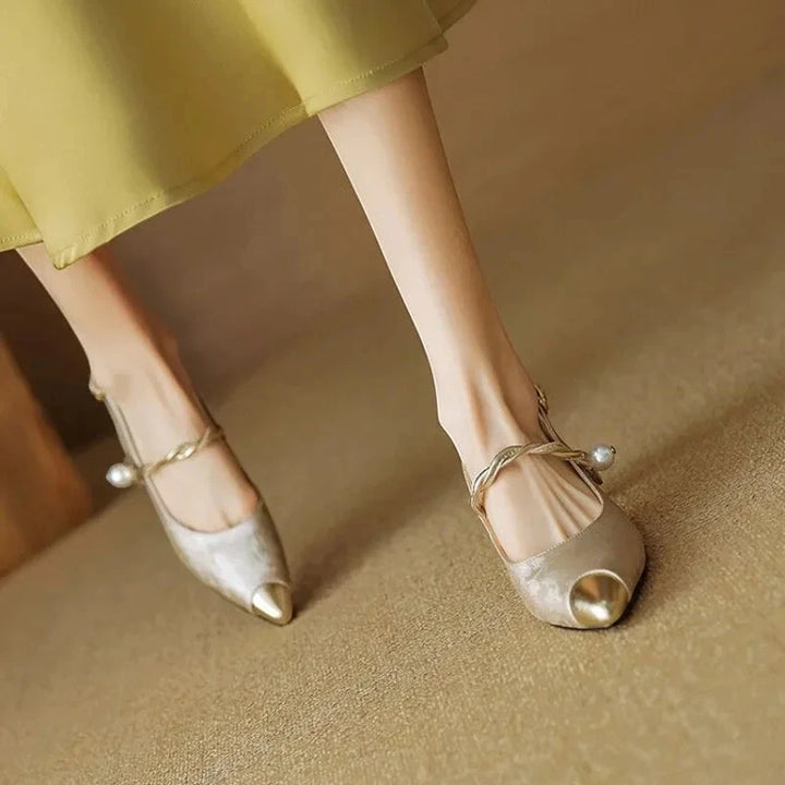 Women's Pointed Toe Slingback Mary Jane Shoes with Slip Resistant Sole and Cushioned Insole