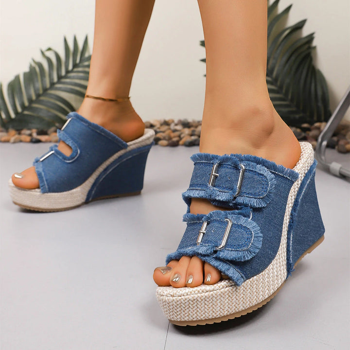Women's Strappy Slip On Sandals with Non Slip Sole and Cushioned Insole
