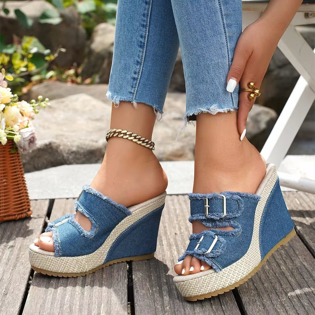 Women's Strappy Slip On Sandals with Non Slip Sole and Cushioned Insole
