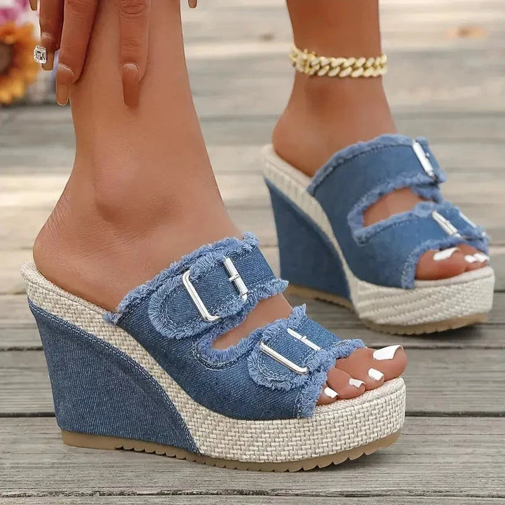 Women's Strappy Slip On Sandals with Non Slip Sole and Cushioned Insole