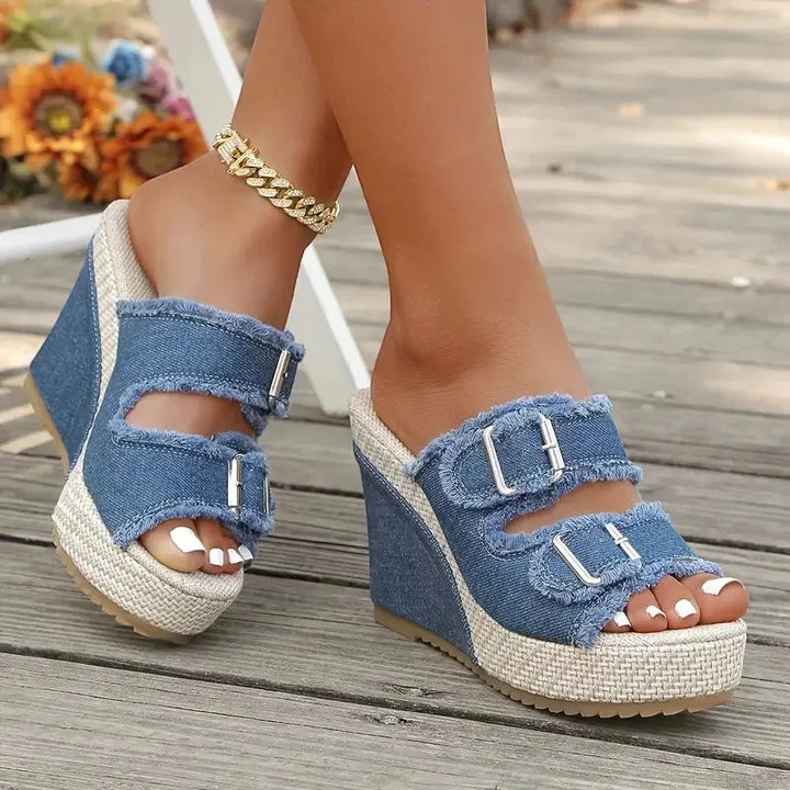 Women's Strappy Slip On Sandals with Non Slip Sole and Cushioned Insole