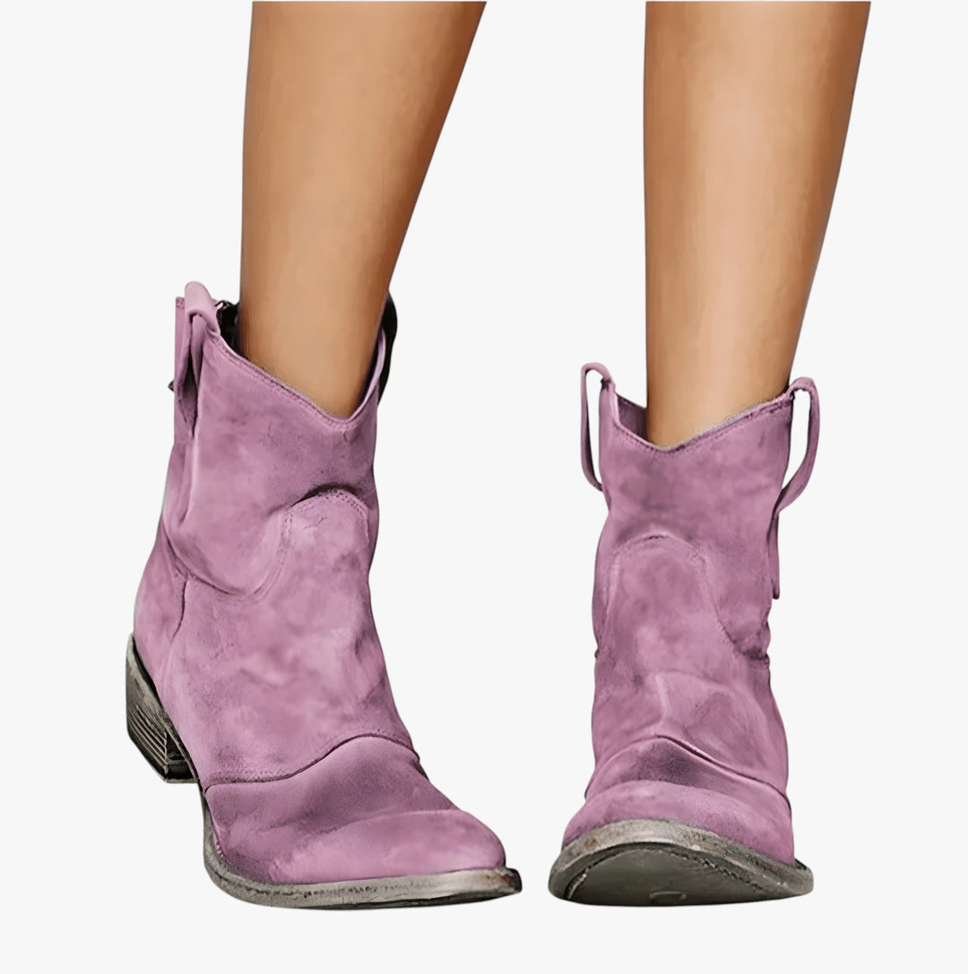Women's Western Ankle Boots with Cushioned and Wide Fit