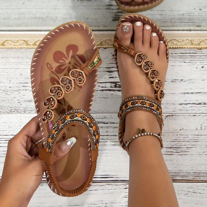 Women's Open Toe Slip On Sandals with Slip Resistant Sole and Cushioned Insole