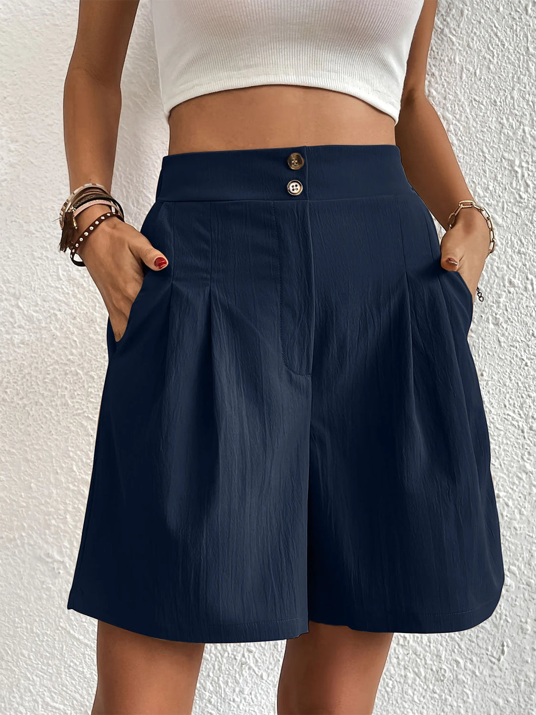 Women's High Waisted Bermuda Shorts with Pockets