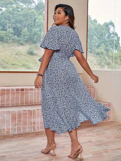 Aubrey™ - Elegant Floral Midi Dress