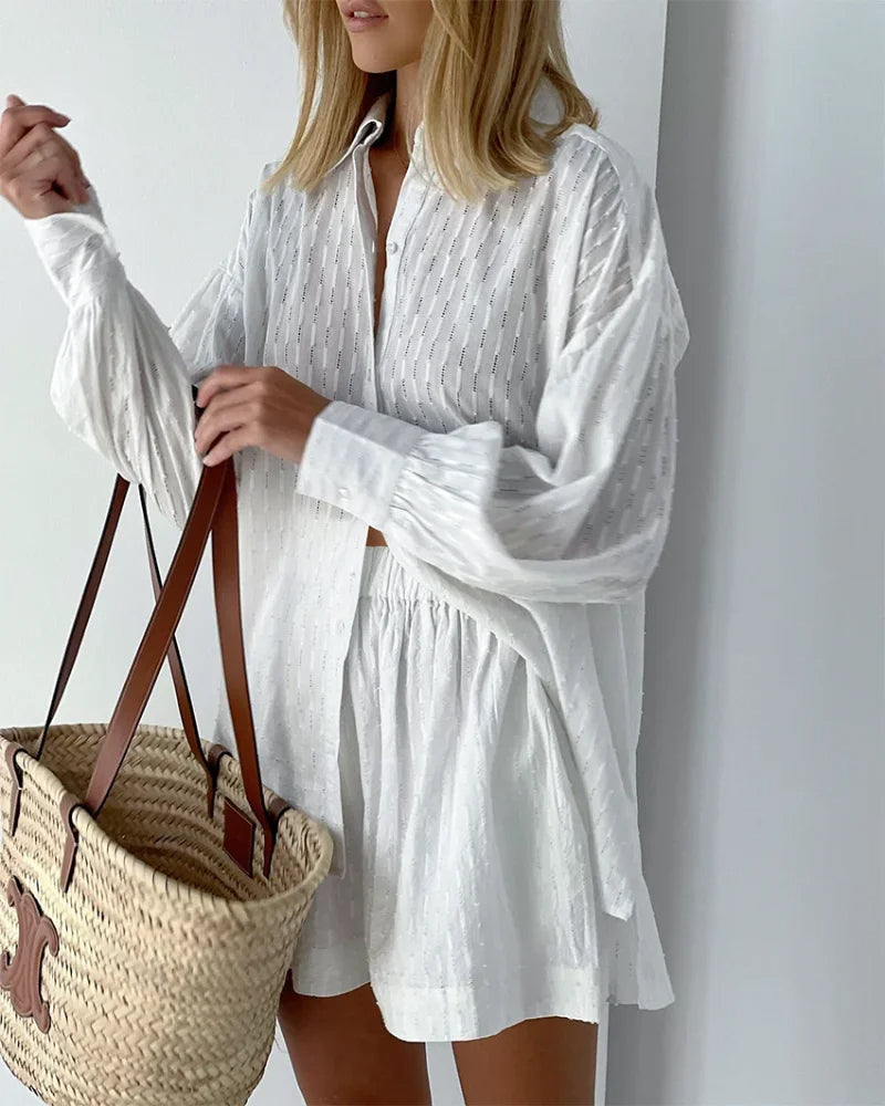 Charlotte™ - Effortlessly Chic Breezy Shirt and Shorts Ensemble
