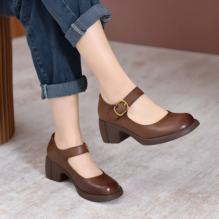 Women's Mary Jane Kitten Heels Shoes  with Velcro Strap