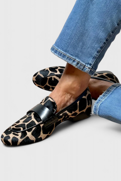Annelore Leather Loafers with Low Heel and Exclusive Design