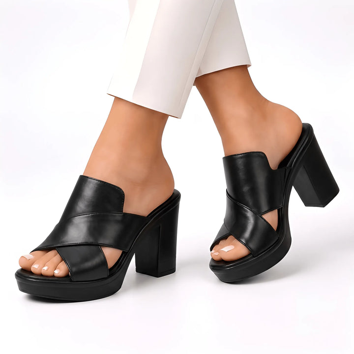 Women's Chunky Block Heel Mules with Arch Support and Cushioned Sole